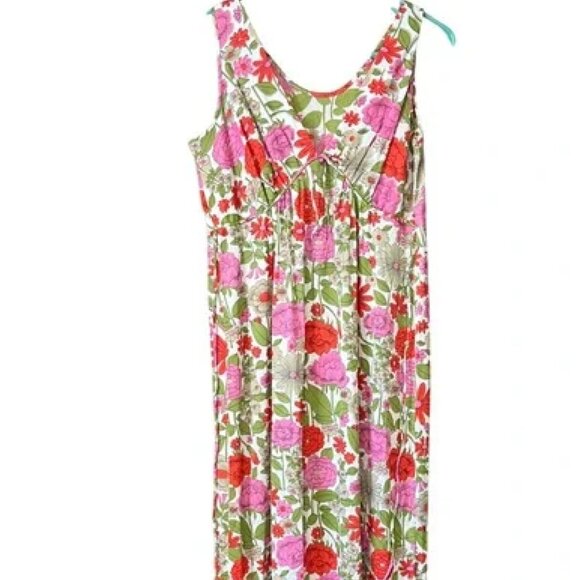 Vintage L’Amour Floral Maxi Dress lingerie daywear Pink Green Cottagecore Canada - Picture 3 of 3